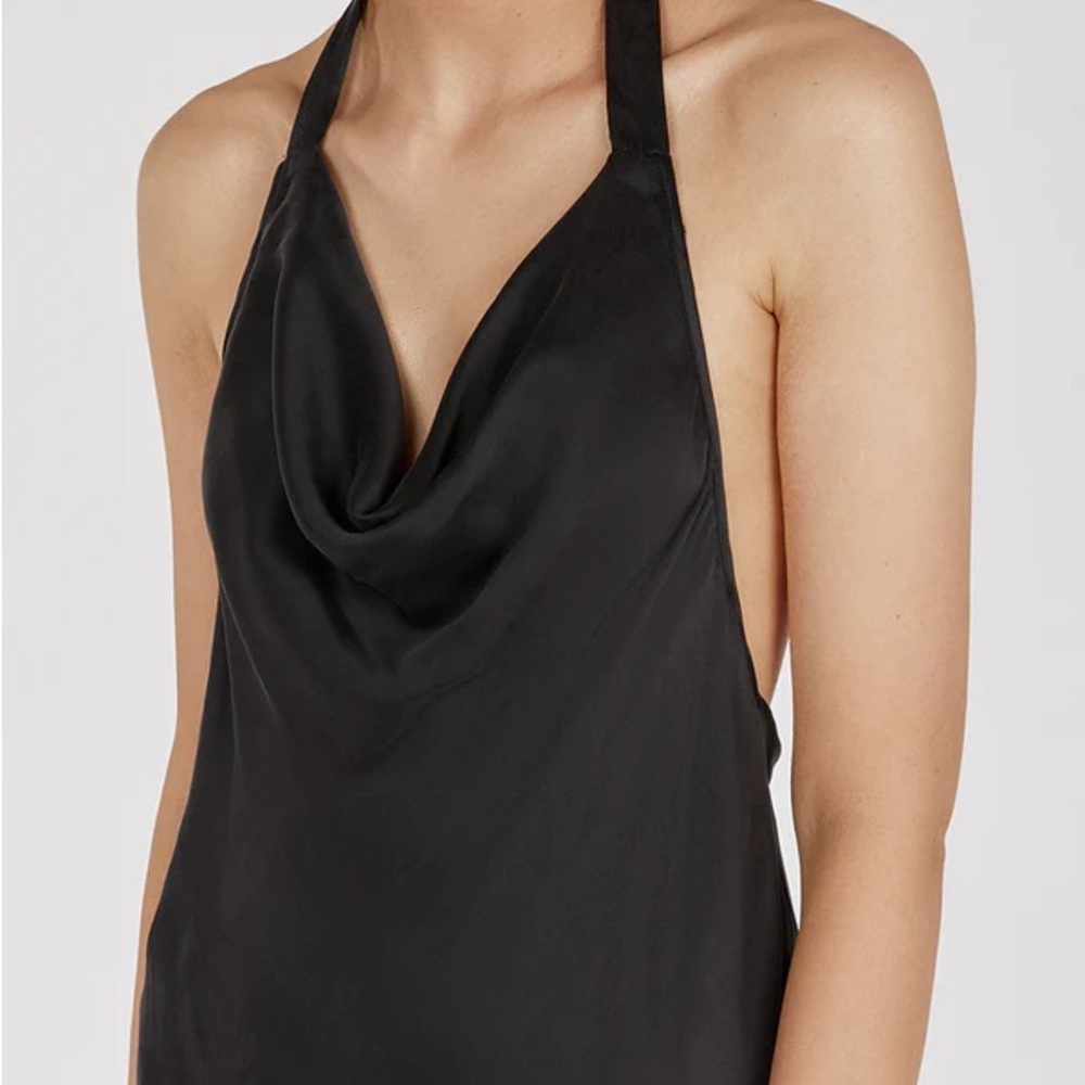 NWT DISSH AIMEE BLACK SILK COWL NECK DRESS - Picture 2 of 16